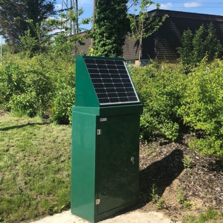 Solar powered grp kiosk for pollution containment valves