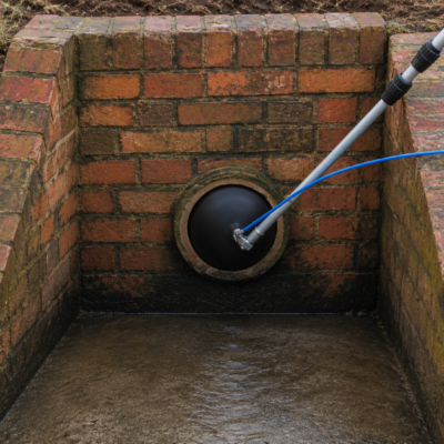 Telestopper bladder bag blocking outlet pipe for servicing